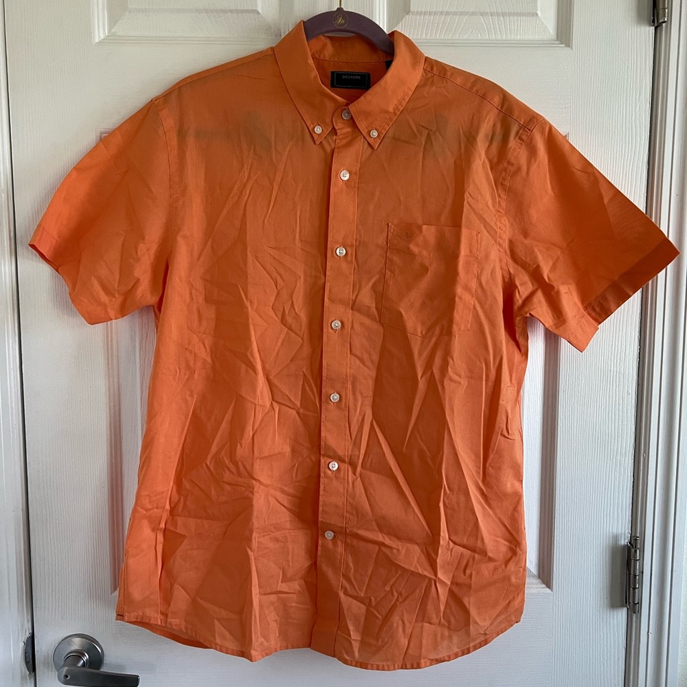 Mens orange dockers button down shirt